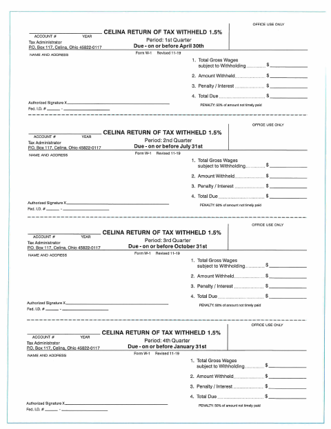 First page of the Return of Tax Withheld