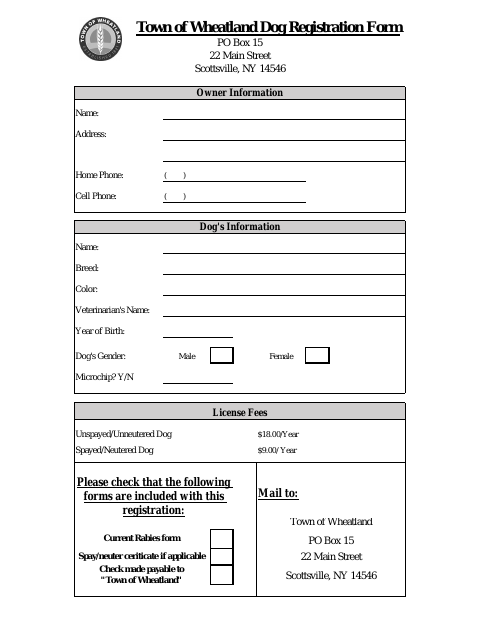 First page of the Dog Registration Form