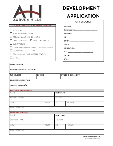 First page of the Development Application