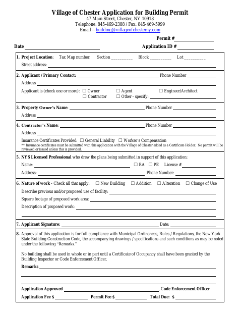 First page of the Application for Building Permit