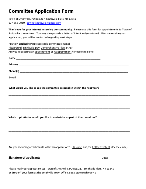 First page of the Application to Serve on a Committee