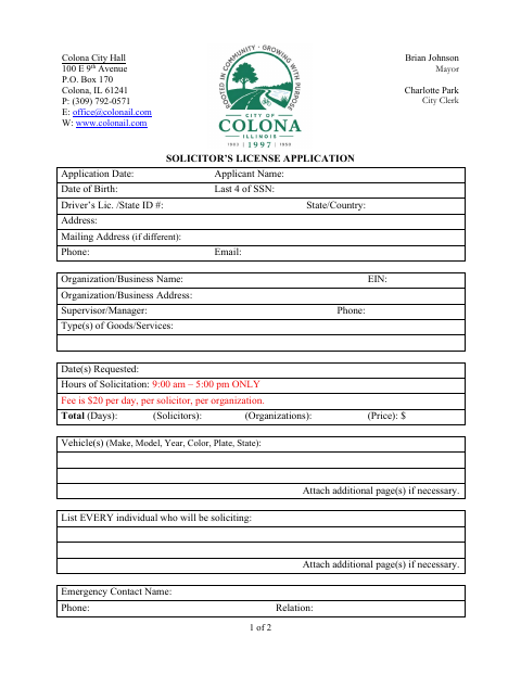 First page of the Solicitor’s License Application
