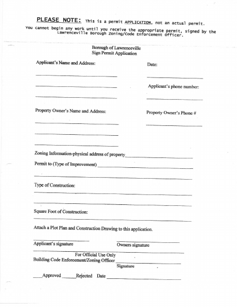 First page of the Sign Permit Application