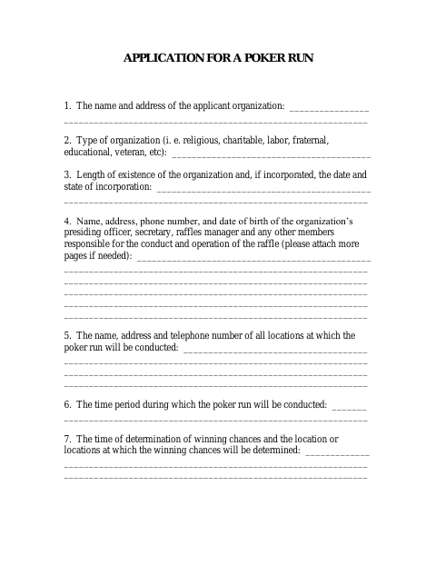 First page of the Poker Run Application