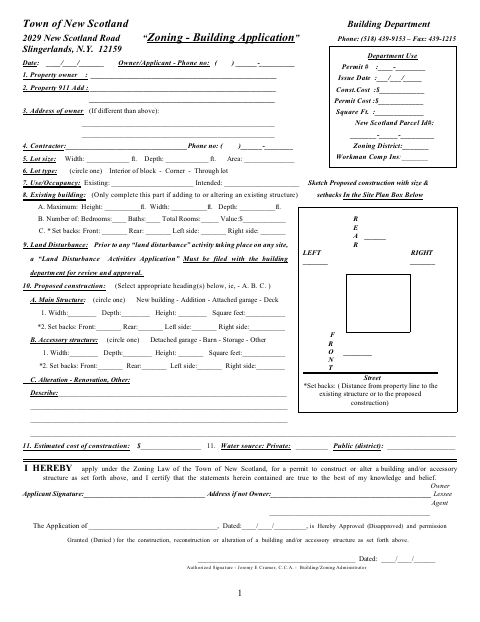 First page of the Building Permit Application