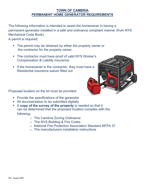 First page of the Generator Permit Application