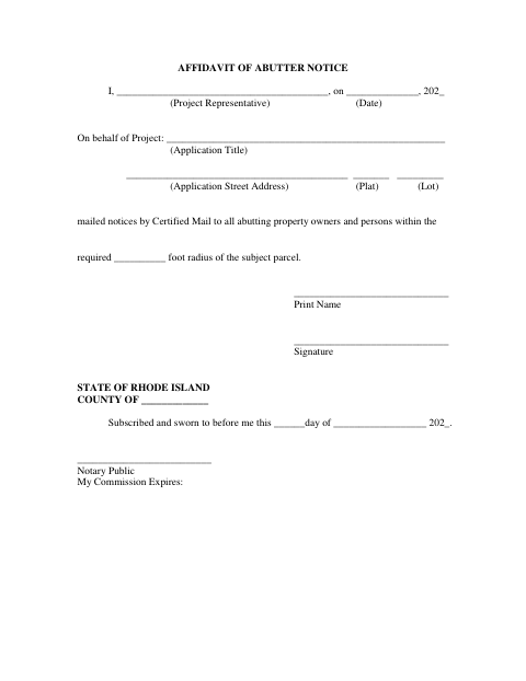 First page of the Affidavit of Abutter Notice