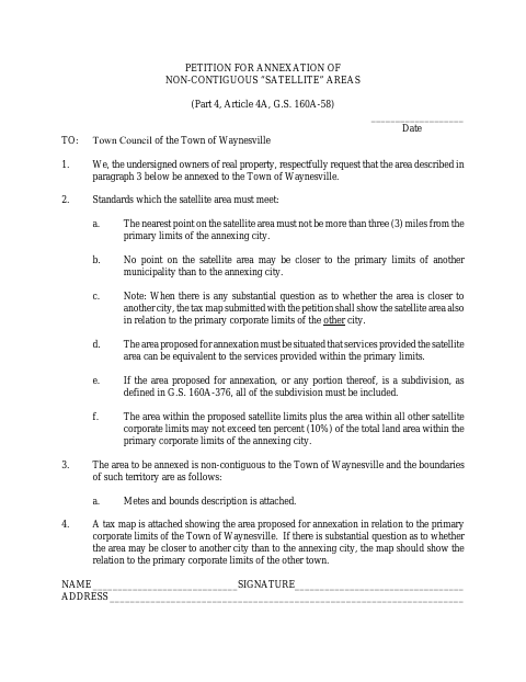 First page of the Petition for Annexation of Non-Contiguous Satellite Areas