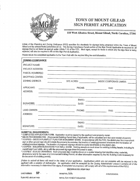 First page of the Sign Permit Application