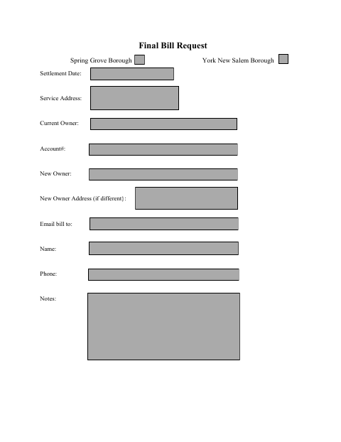 First page of the Final Bill Request