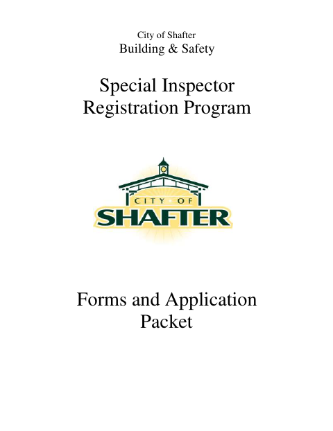 First page of the Special Inspector Registration Application