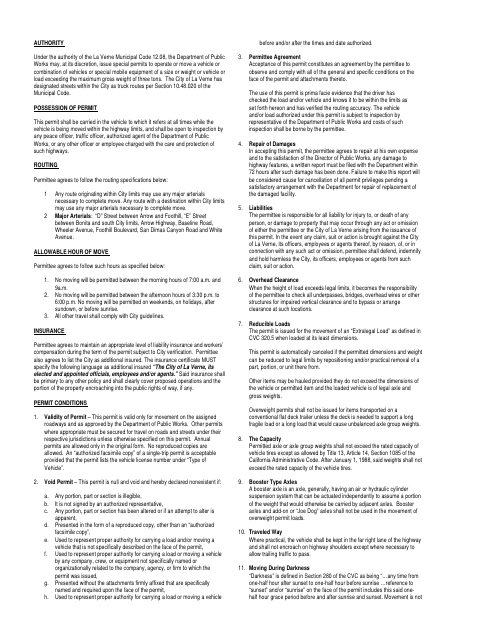 First page of the Heavy Haul Permit