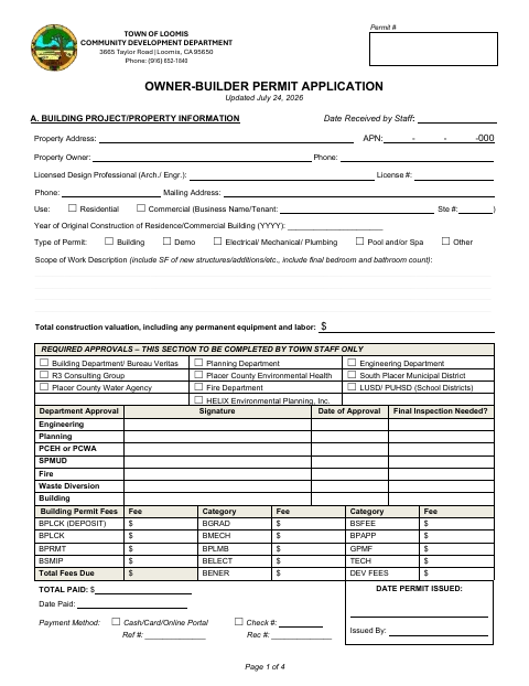 First page of the Building Permit Application