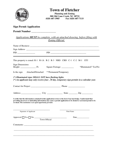 First page of the Sign Permit Application