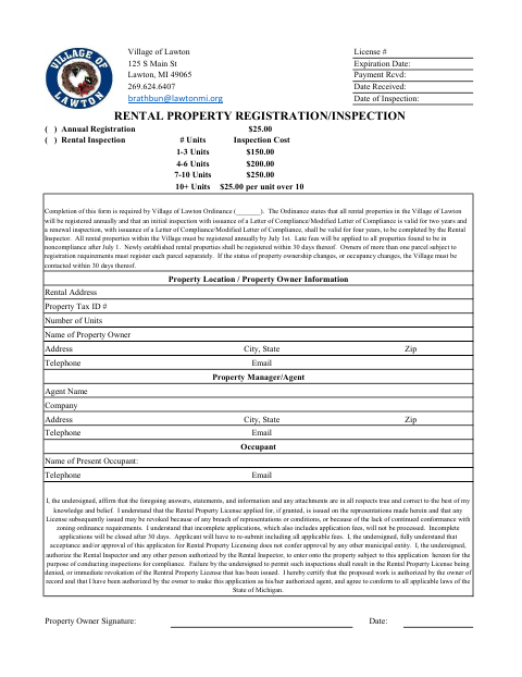 First page of the Rental Property Registration/Inspection