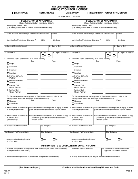 First page of the Application for License