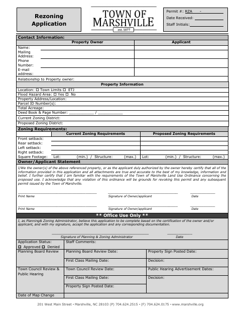 First page of the Rezoning Application