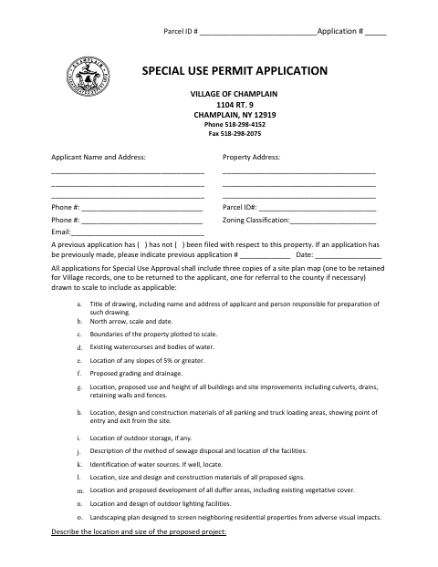 First page of the Special Use Permit Application