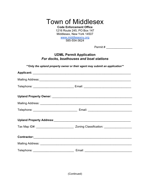 First page of the UDML Permit Application