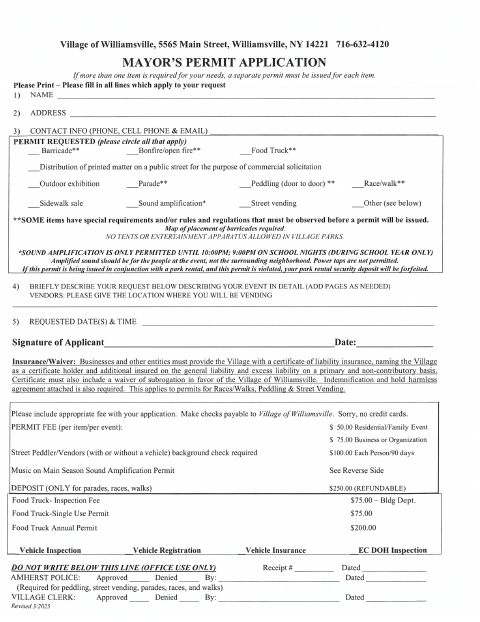 First page of the Mayor’s Permit Application