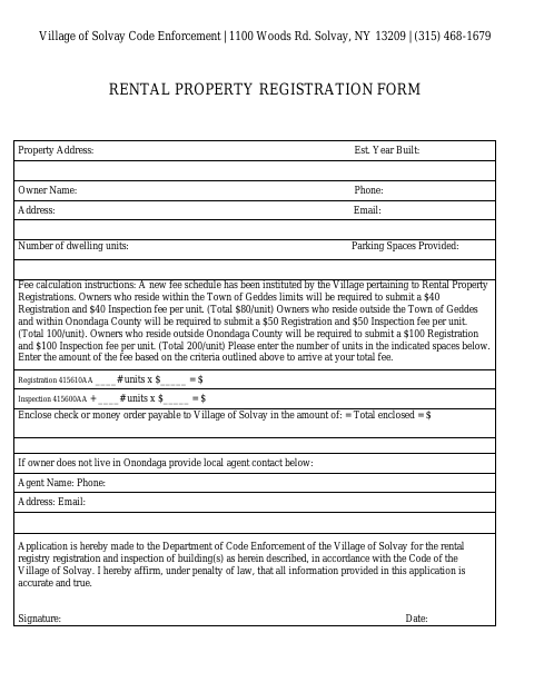First page of the Rental Property Registration Form