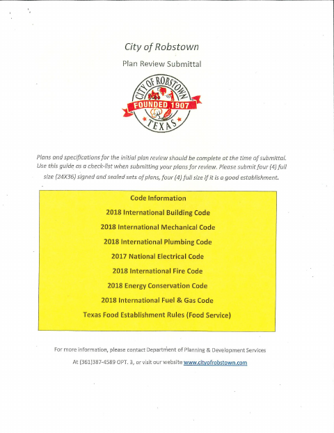 First page of the Plan Review Submittal Checklist