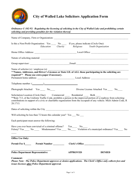 First page of the Solicitors Application Form