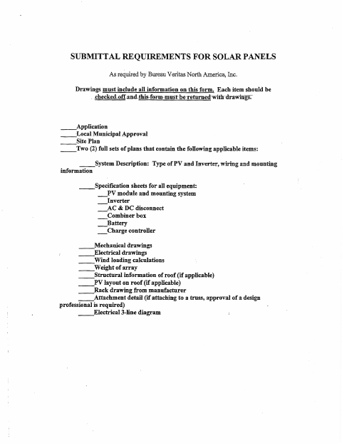 First page of the Solar Panel Installation Permit Application