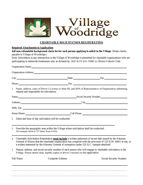 First page of the Charitable Solicitation Registration