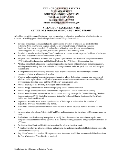 First page of the Building Permit Application