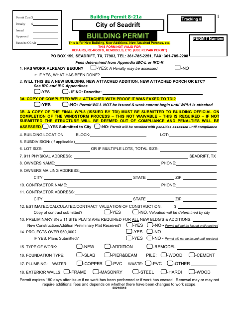 First page of the Building Permit