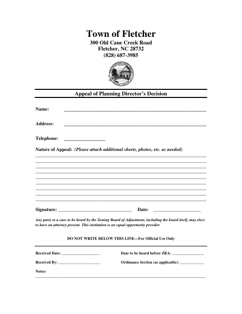 First page of the Appeal of Planning Director’s Decision