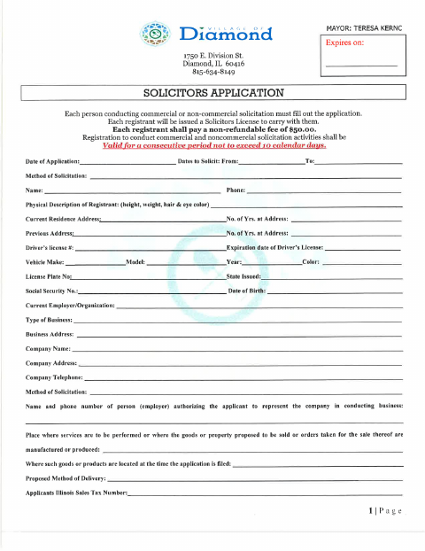 First page of the Solicitors Application