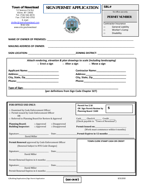 First page of the Sign Permit Application