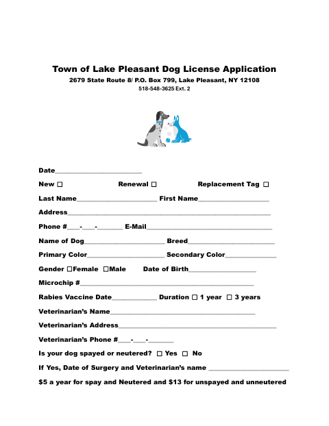 First page of the Dog License Application