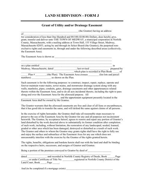 First page of the Grant of Utility and/or Drainage Easement