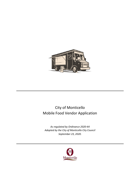 First page of the Mobile Food Vendor Application