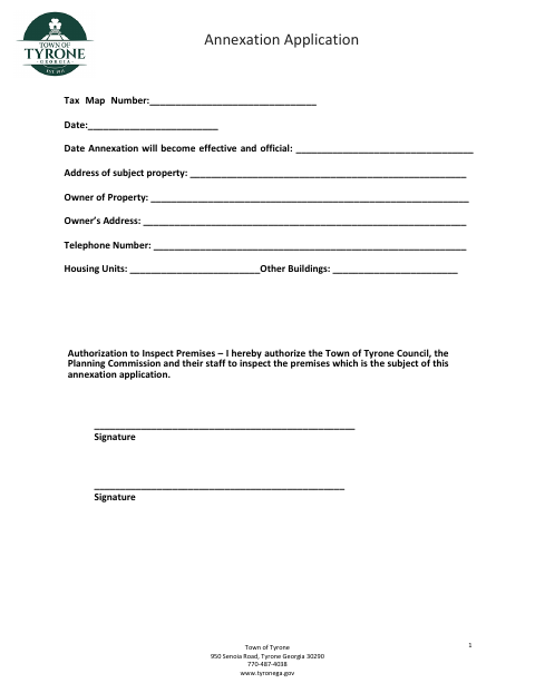 First page of the Annexation Application