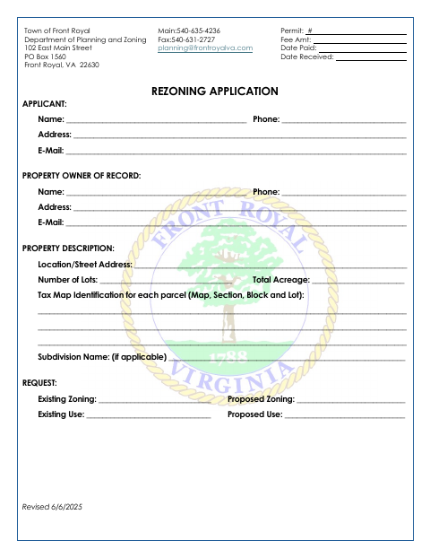 First page of the Rezoning Application