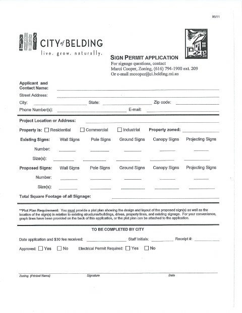 First page of the Sign Permit Application