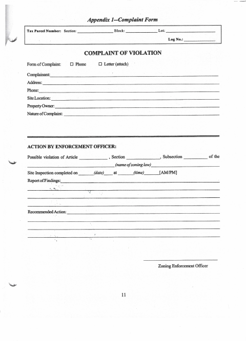First page of the Complaint Form