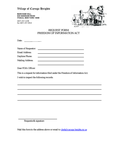 First page of the Freedom of Information Act Request Form