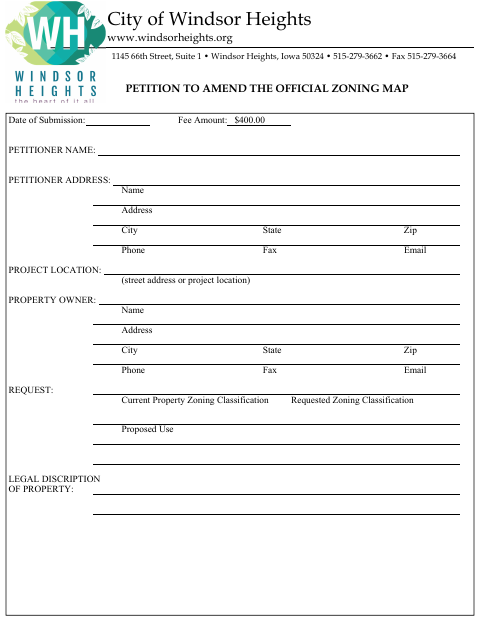 First page of the Petition to Amend the Official Zoning Map