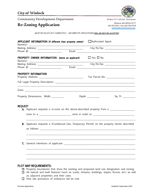 First page of the Re-Zoning Application