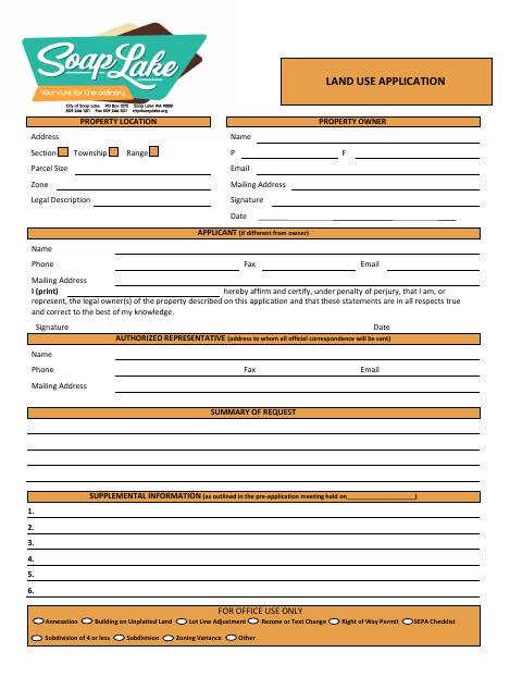 First page of the Land Use Application