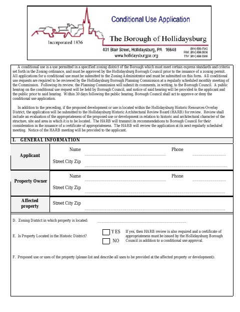 First page of the Conditional Use Permit Application