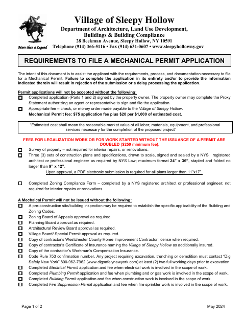 First page of the Mechanical Permit Application