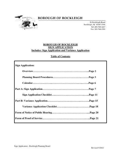 First page of the Sign Application