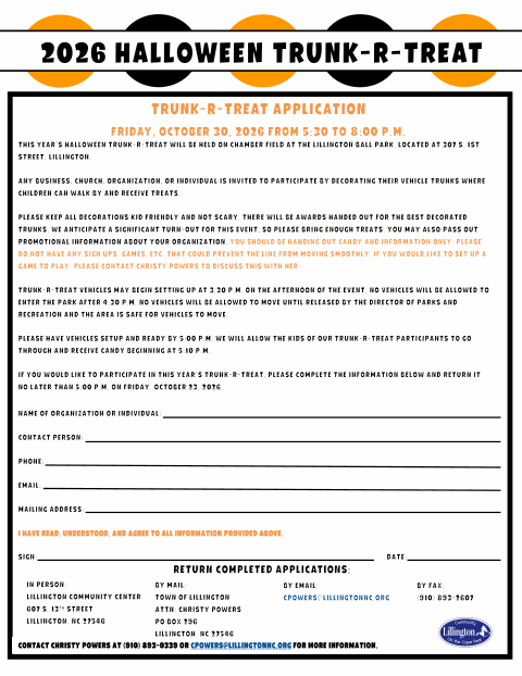 First page of the Trunk-R-Treat Application