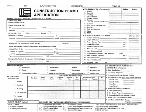 First page of the Construction Permit Jacket
